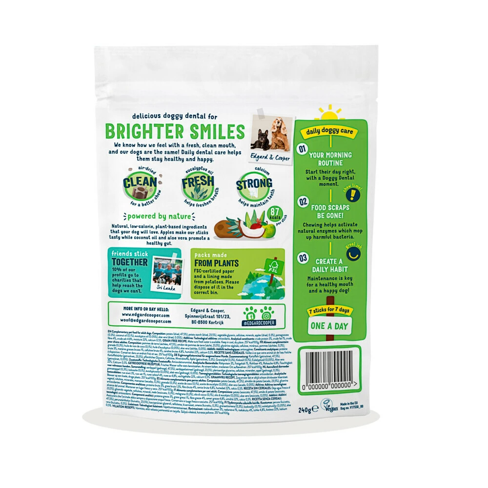 4x Edgard & Cooper Doggy Dental Sticks Appel - Eucalyptusolie 4 4x Edgard & Cooper Doggy Dental Sticks Appel - Eucalyptusolie - Afbeelding 2