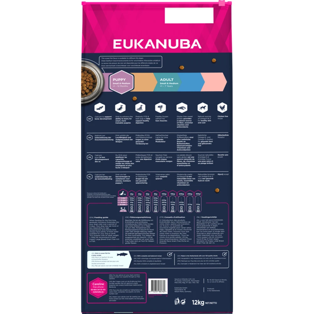 Eukanuba Dog Junior Small - Medium Graanvrij Vis 4 Eukanuba Dog Junior Small - Medium Graanvrij Vis - Afbeelding 2