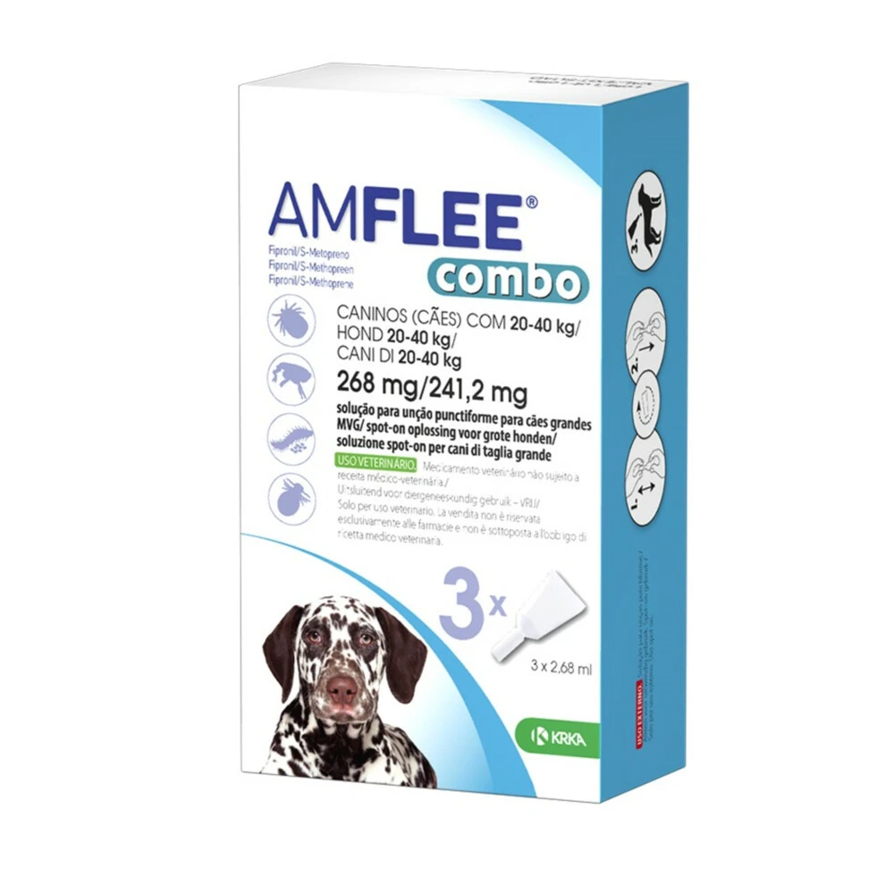 Amflee Spot On Combo Anti Vlooien En Teken Druppels Hond 20-40 Kg 3 Amflee Spot On Combo Anti Vlooien En Teken Druppels Hond 20-40 Kg