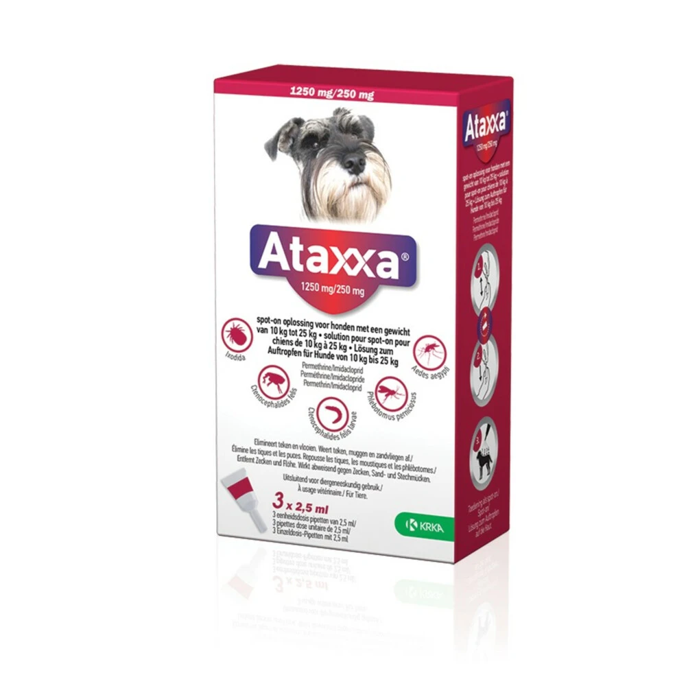 Ataxxa Spot On Anti Vlooien En Teken Druppels Hond 10-25 Kg 3 Ataxxa Spot On Anti Vlooien En Teken Druppels Hond 10-25 Kg