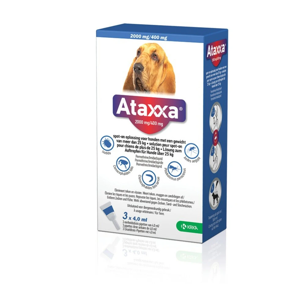 Ataxxa Spot On Anti Vlooien En Teken Druppels Hond 25-40 Kg 3 Ataxxa Spot On Anti Vlooien En Teken Druppels Hond 25-40 Kg
