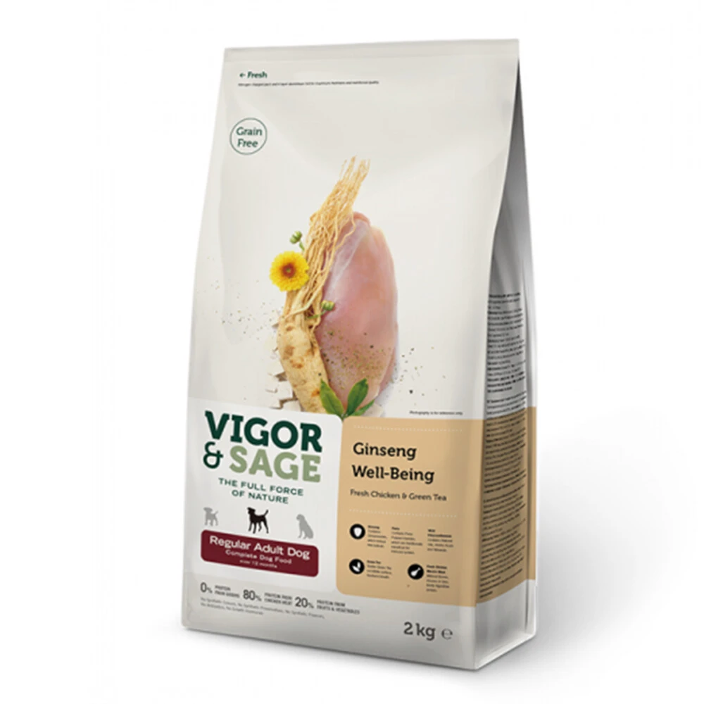 Vigor & Sage Hondenvoer Regular Well-Being Ginseng 3 Vigor & Sage Hondenvoer Regular Well-Being Ginseng