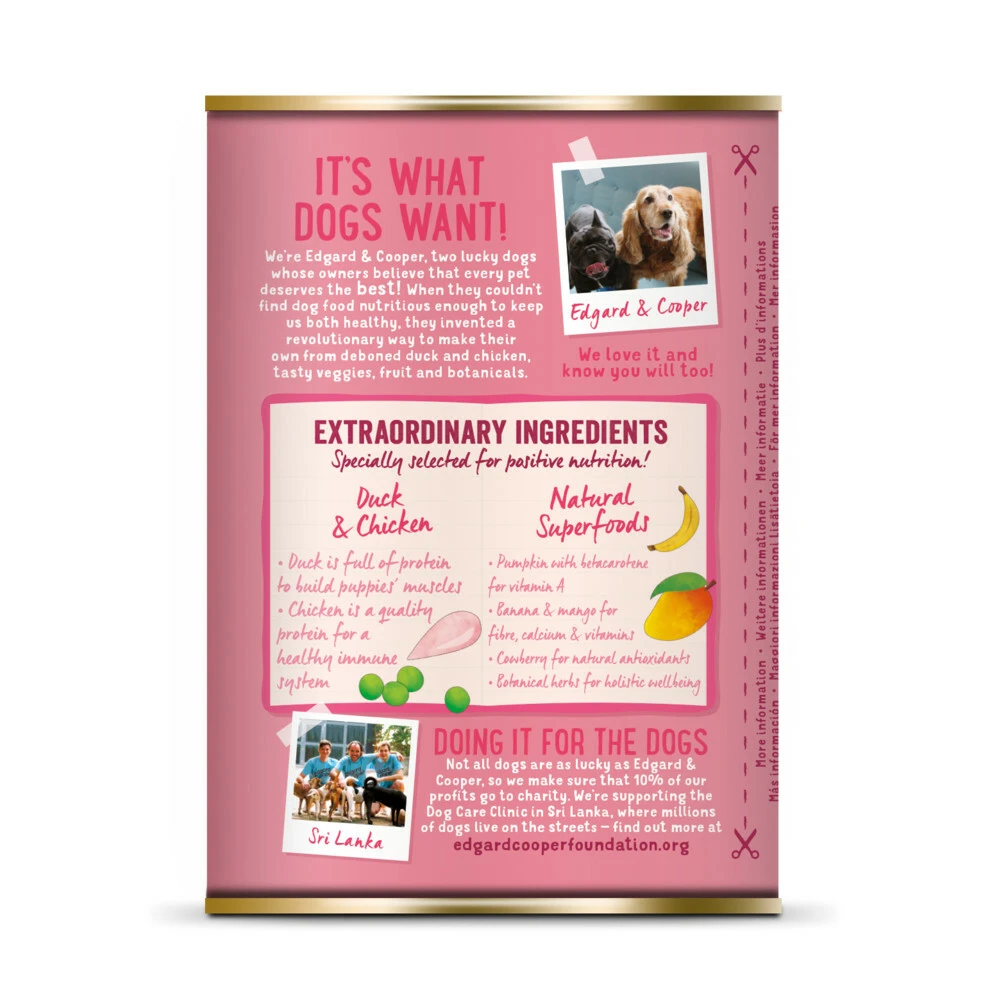 6x Edgard & Cooper Blik Vers Vlees Puppy Hondenvoer Eend - Kip 4 6x Edgard & Cooper Blik Vers Vlees Puppy Hondenvoer Eend - Kip - Afbeelding 2